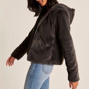 Abercrombie & Fitch hooded faux fur jacket